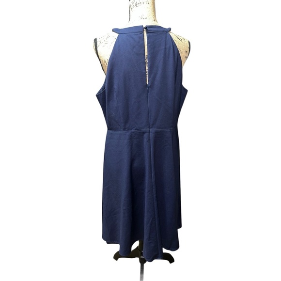 Liz Luxe by Mod Cloth Navy Sleeveless Halter Neck A Line Embroidered Dress Midi - Picture 5 of 13